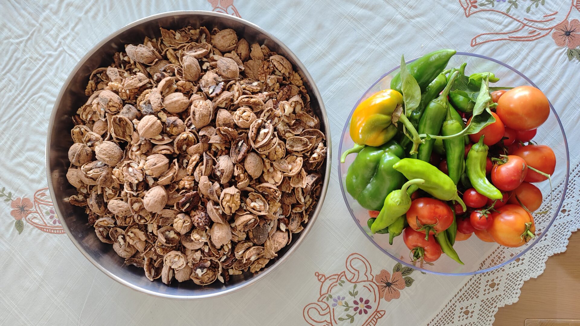 Fesh fruits and vegetables from Cretan land, on a villa with traditional gardens.